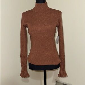 Fall 🍂🍁Brown Turtleneck Sweater with Flared Sleeves M